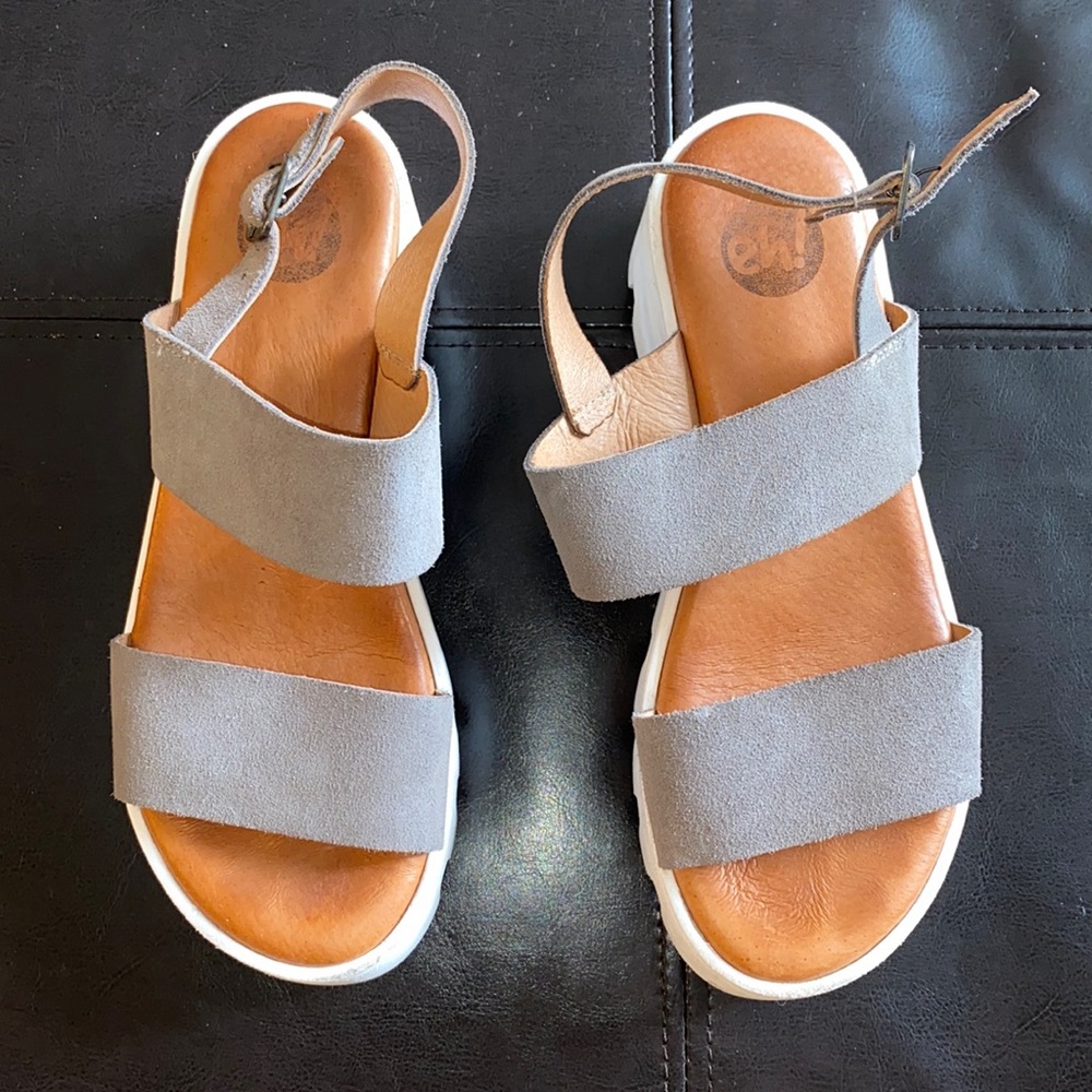 platform grey sandals. from spain.